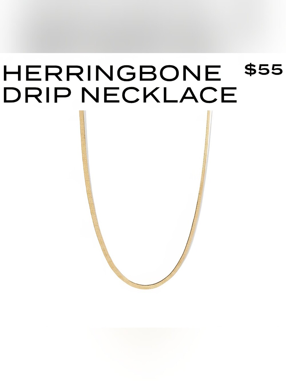 Quay Australia Gold Herringbone Drip Necklace 16 In W/ 2in Extender
